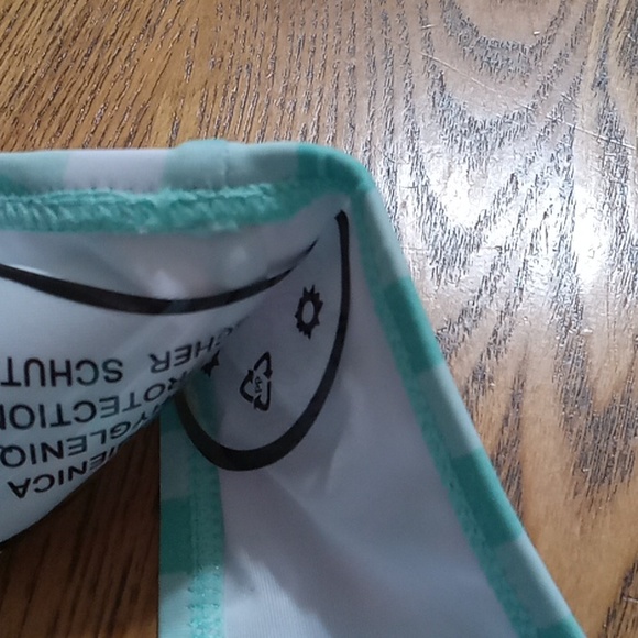 HALARA Womens SMALL BIKINI BOTTOM Beach Resort Vacation Pool NEW Green White - Picture 5 of 5